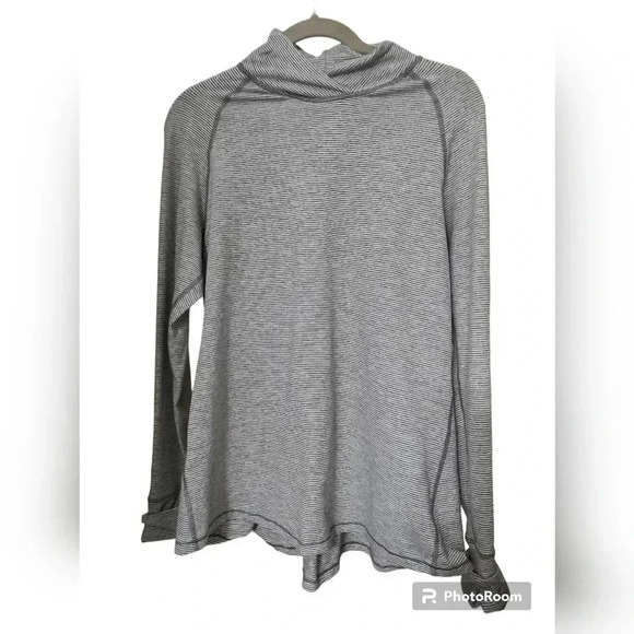 Lululemon Warm Your Core Long Sleeve TeeTonka Stripe Heathered Slate White - Picture 8 of 10
